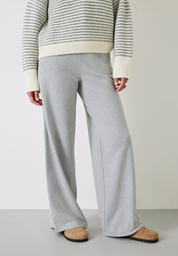Ailey Wide Leg Jersey Trousers | Grey Marl | hush
