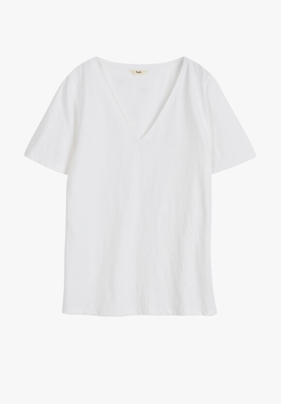 Kali Cotton Slub V-Neck T-Shirt | White | hush