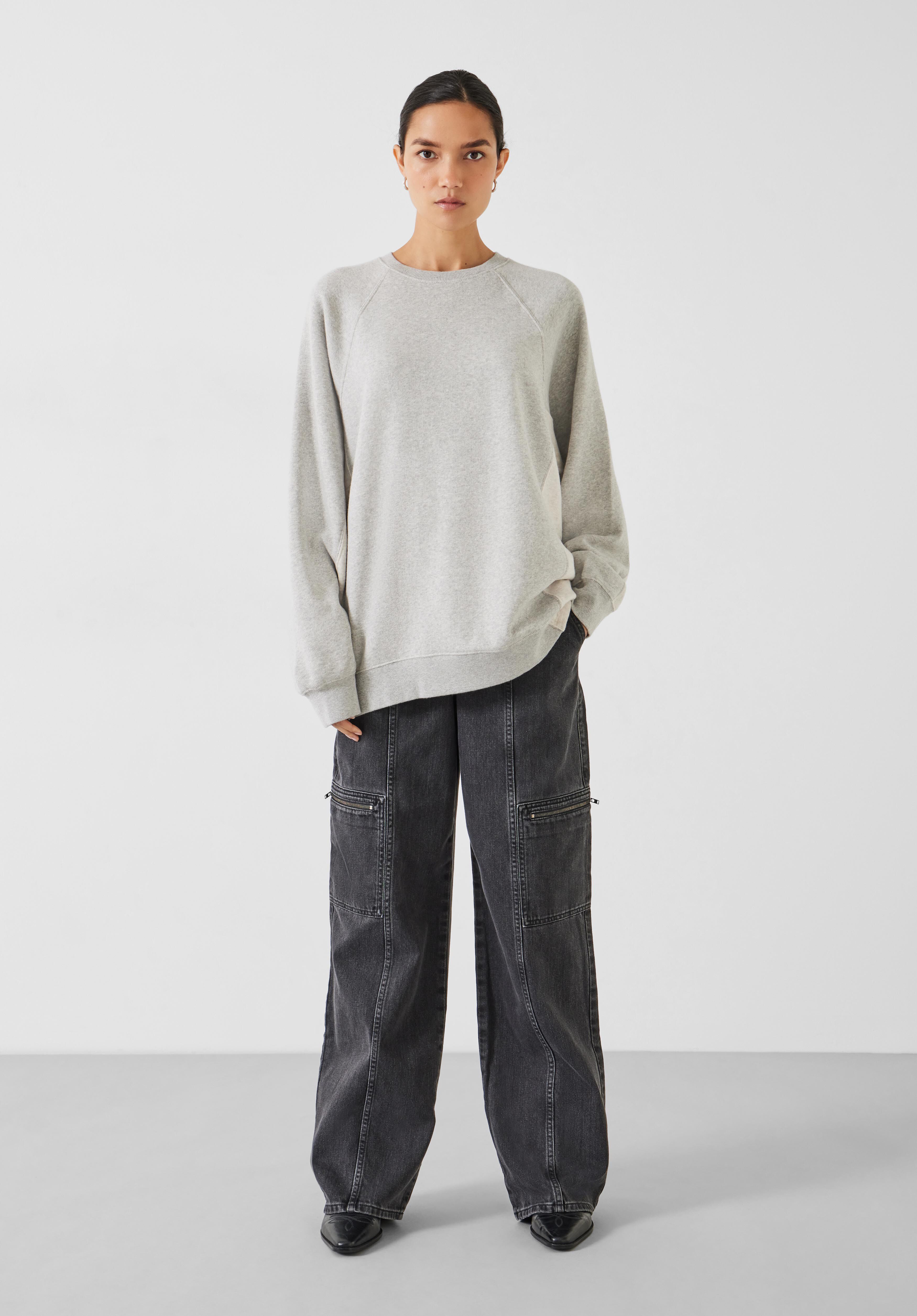 Neriah Oversized Colour Block Sweatshirt | Light Grey Marl | hush