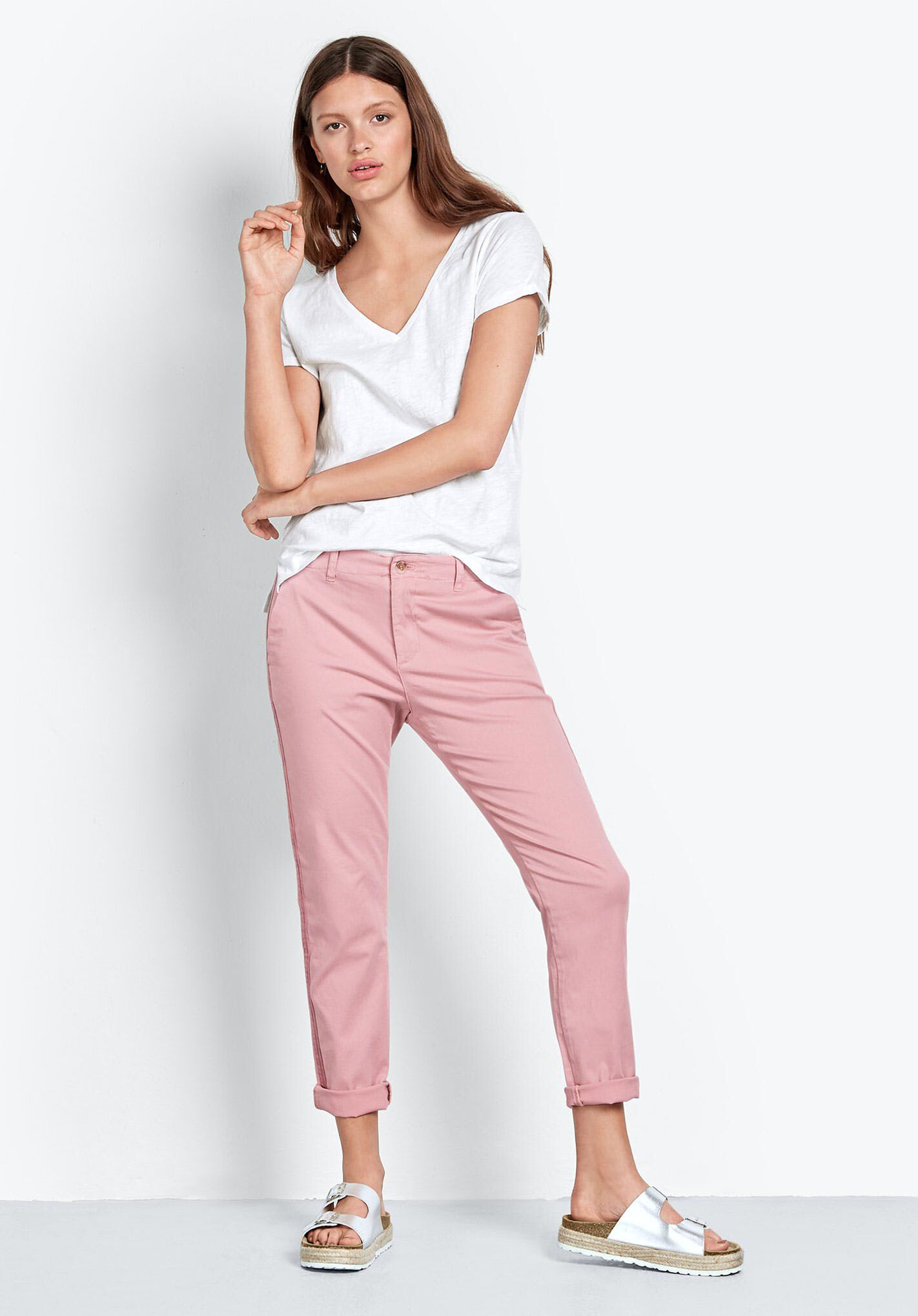 Chino trousers with belt COLOUR pastel pink - RESERVED - 4118L-03X