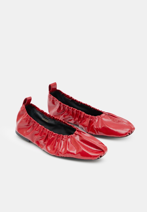 Ruby Ruched Leather Ballet Flats