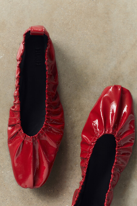Ruby Ruched Leather Ballet Flats