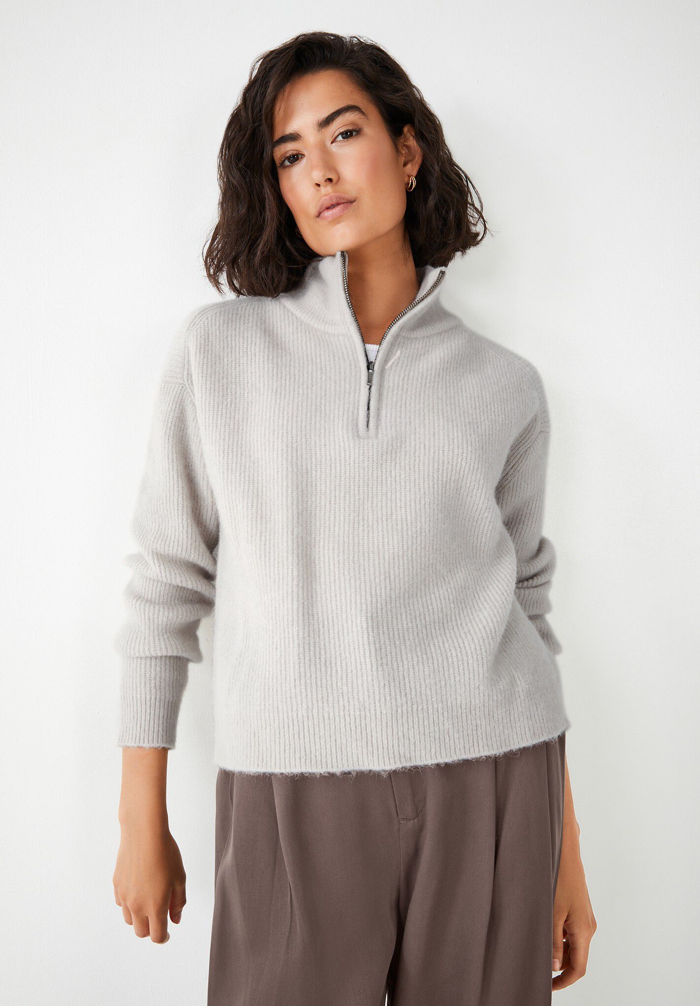 Ginny Half Zip Jumper | High Neck Jumper | Moonshine Marl | hush