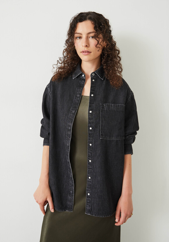 Deanna Washed Black Denim Overshirt