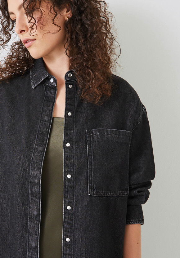 Deanna Washed Black Denim Overshirt