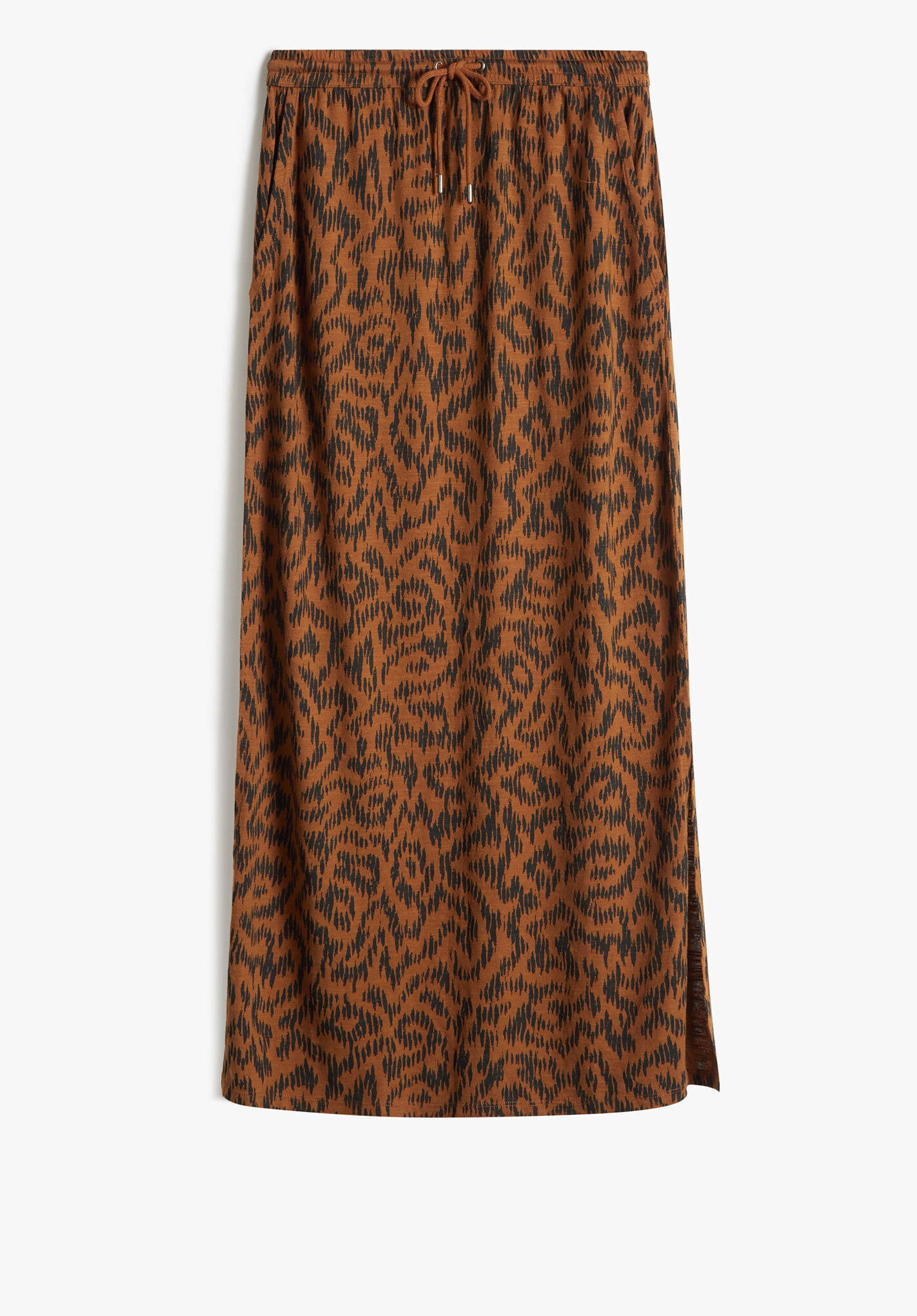 Jorja Jersey Maxi Skirt | Abstract Ikat Brown | hush