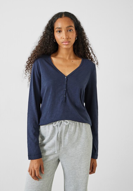 Long Sleeve Henley Top