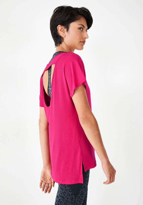 Maia Open Back T Shirt Deep Pink Hush 