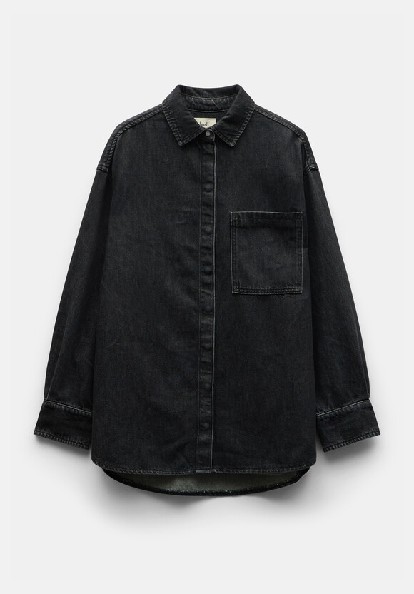 Deanna Washed Black Denim Overshirt