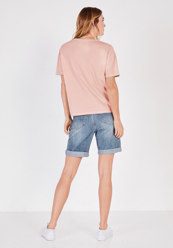 Contrast Stitch Cotton Boxy T-Shirt