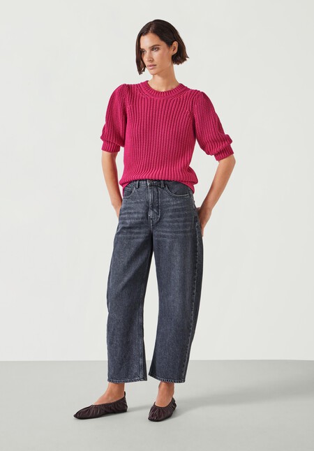 Jessie Cotton Puff Sleeve Ribbed Top