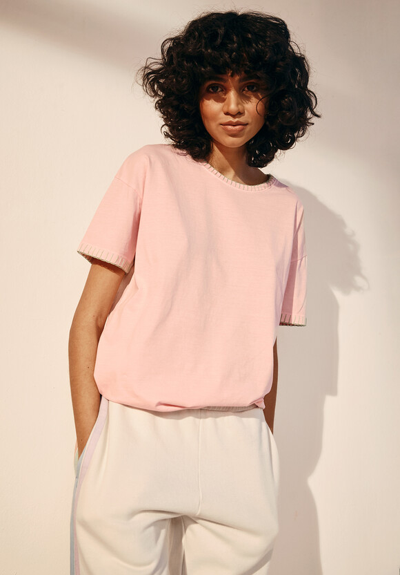 Contrast Stitch Cotton Boxy T-Shirt