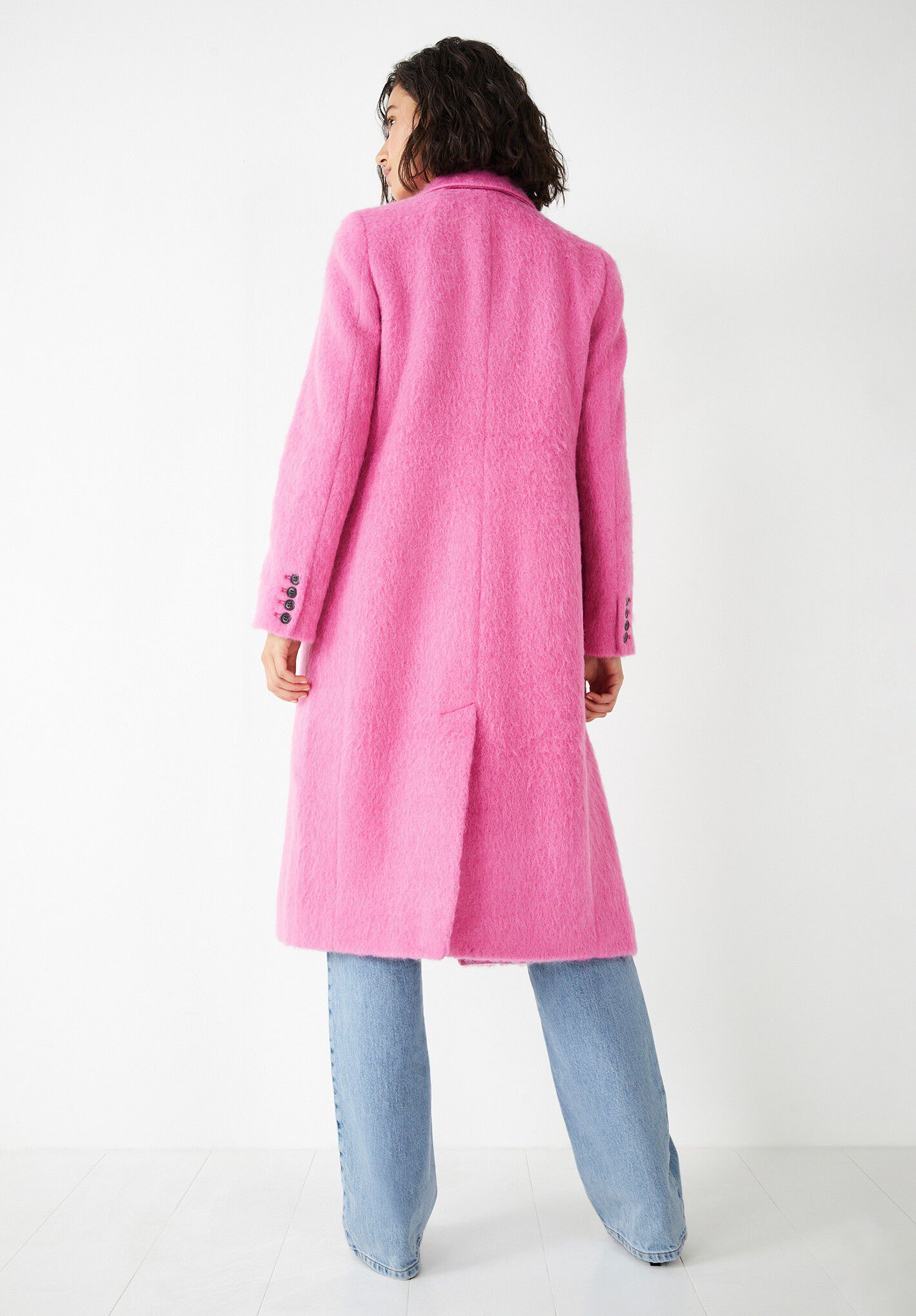 Rue Tailored Coat | Bright Pink Wool | hush