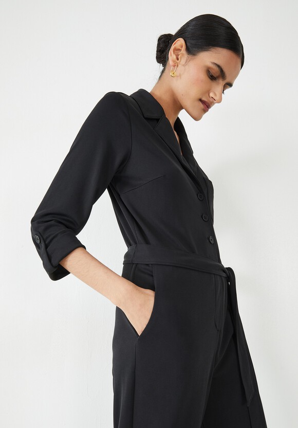 Portia Jersey Jumpsuit, Washed Black