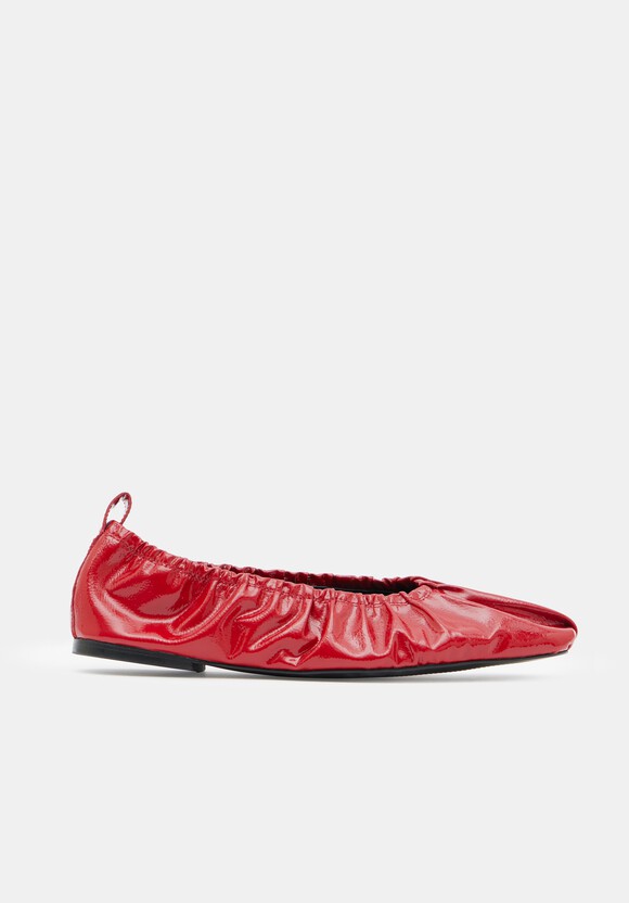 Ruby Ruched Leather Ballet Flats