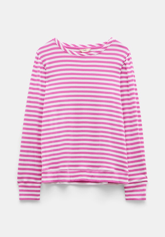 Emily Striped Puff Sleeve Top | Vibrant Pink | hush