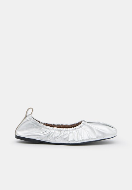 Ruby Ruched Leather Ballet Flats
