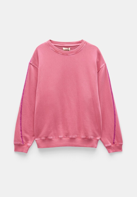 Contrast Stitch Sweatshirt | Bright Pink | hush