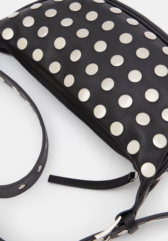 Studded Rory Crescent Leather Crossbody Bag