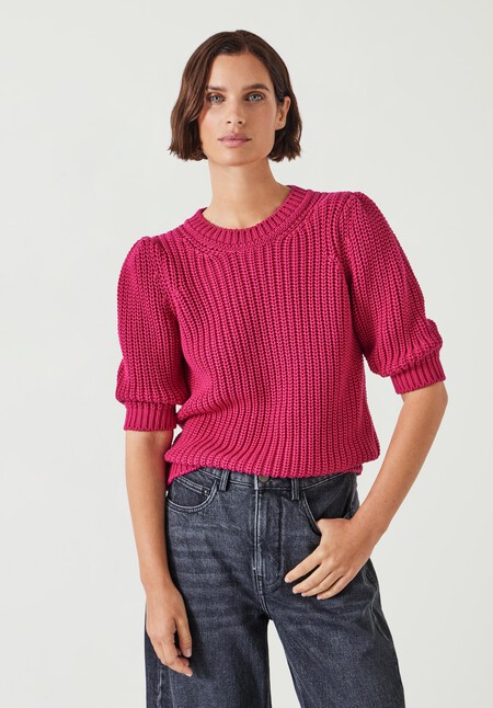 Jessie Cotton Puff Sleeve Ribbed Top