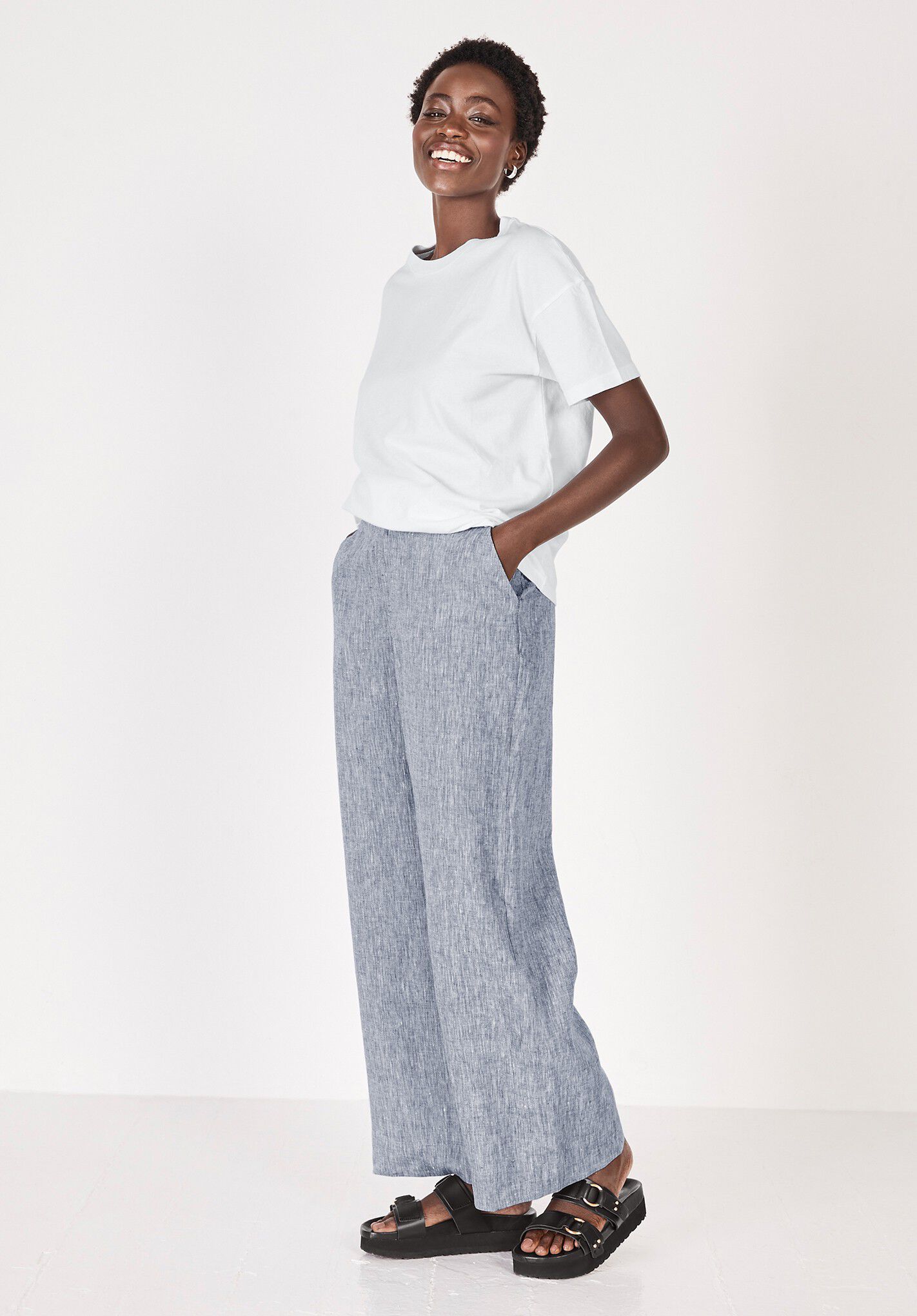 Straight Natural Linen Trousers  grizascom