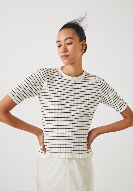 Brett Cotton Striped Knitted Top