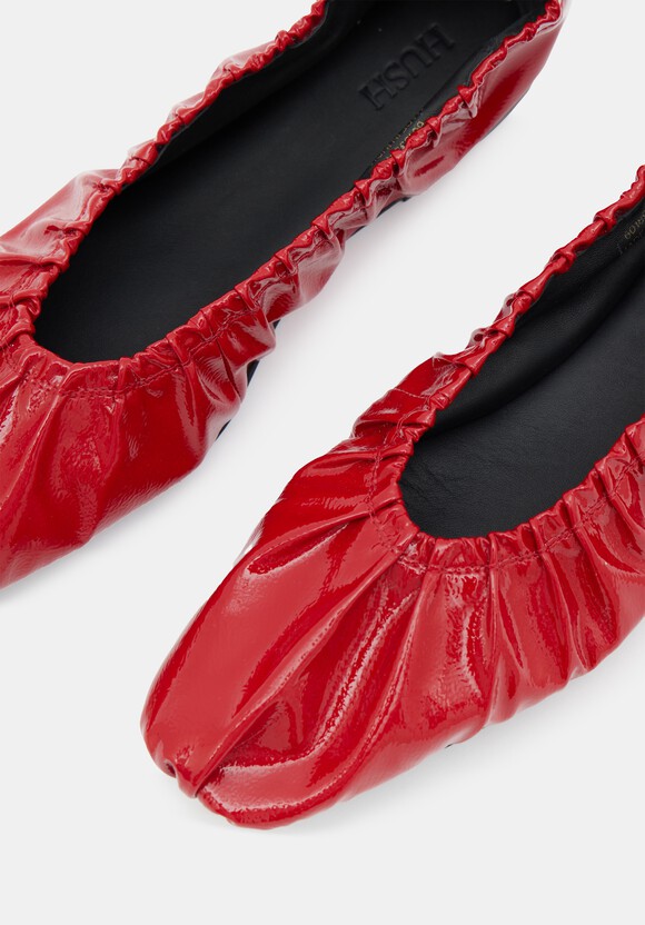 Ruby Ruched Leather Ballet Flats