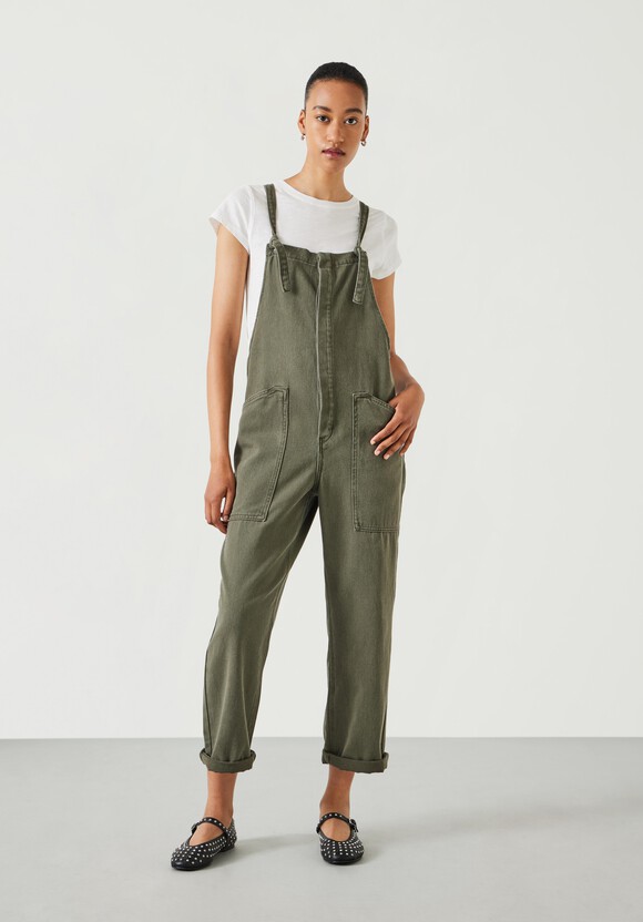 Ellie Denim Cropped Dungarees