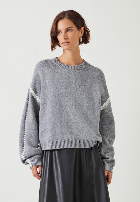 Whitney Relaxed Wool Blend Stitch Detail Jumper