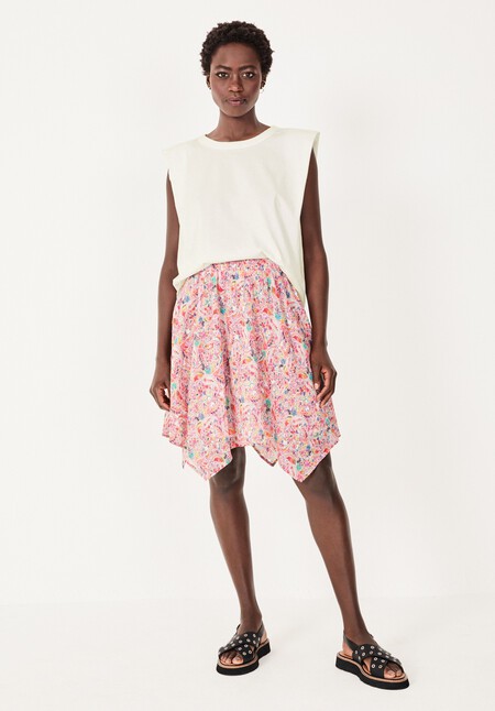 Handkerchief Hem Cotton Mini Skirt
