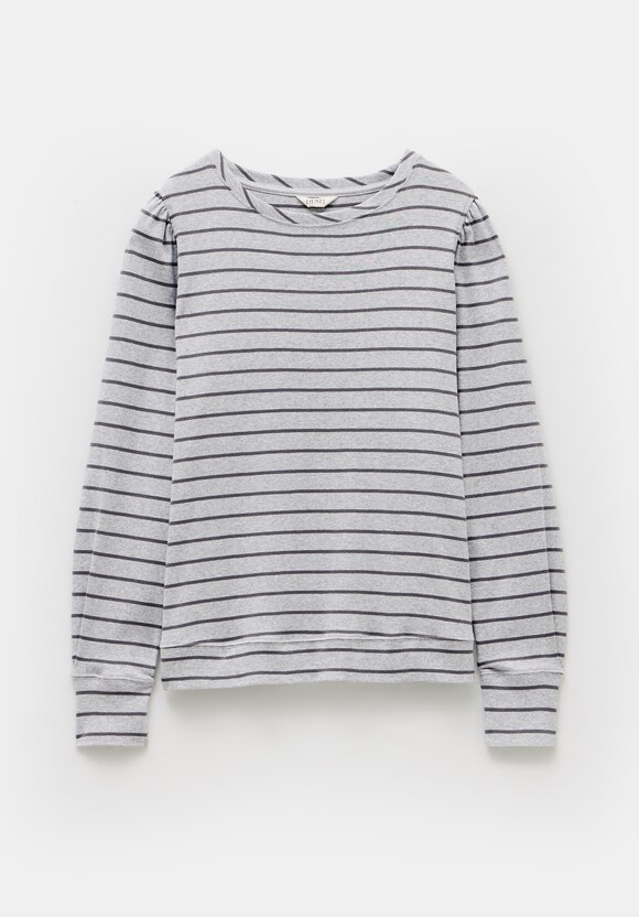 Emily Cotton Striped Puff Sleeve Top