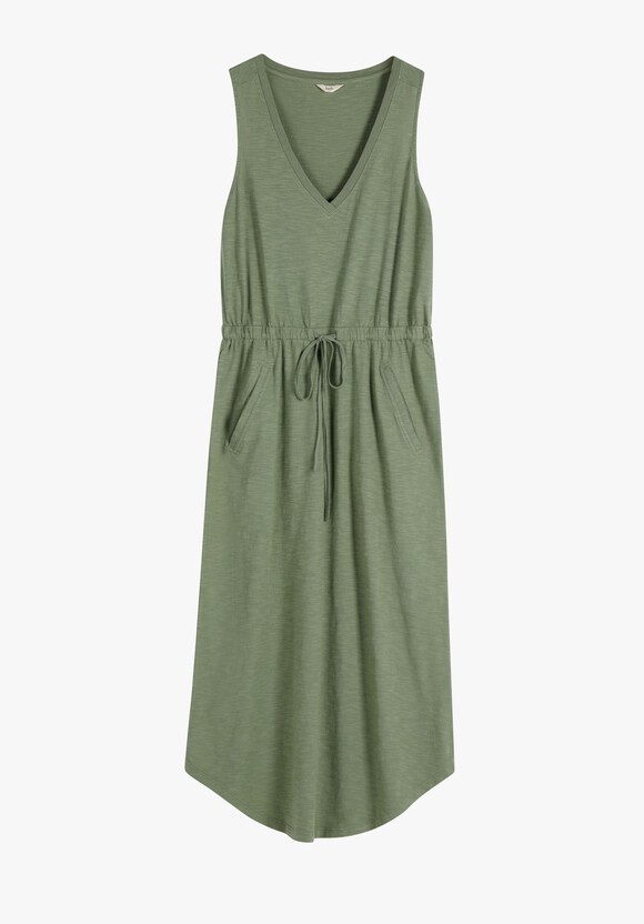 V-Neck Cotton Jersey Midi Dress