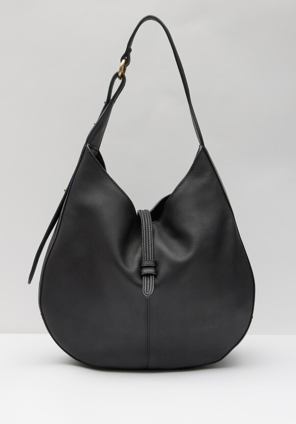 Large Grey Leather Hobo Bag - Slouchy Shoulder Purse
