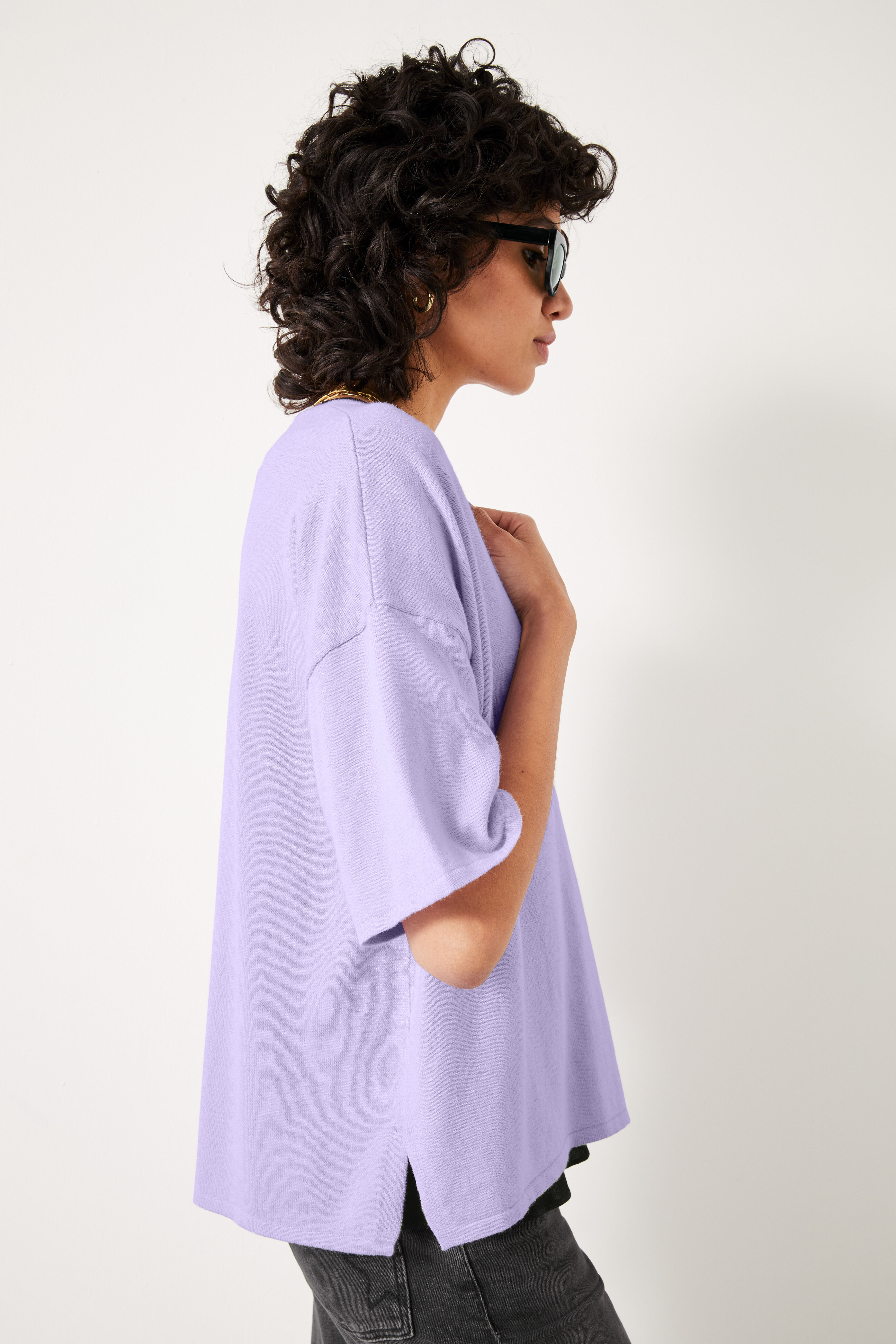 Cierra V Neck Knitted Top | Lilac | hush
