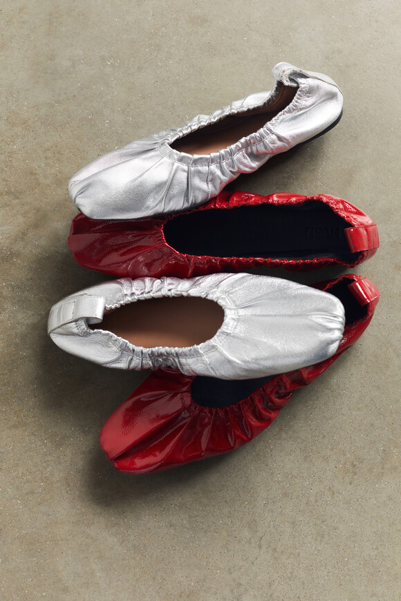 Ruby Ruched Leather Ballet Flats