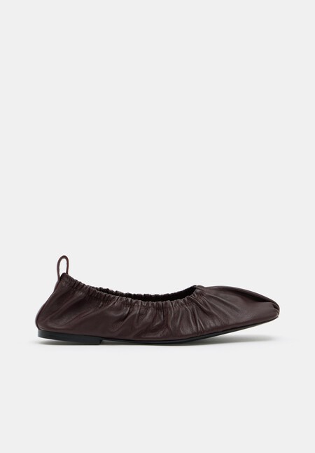 Ruby Ruched Leather Ballet Flats