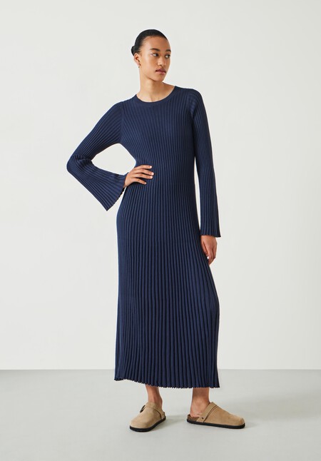 Penny Crew Neck Ribbed Knitted Dress