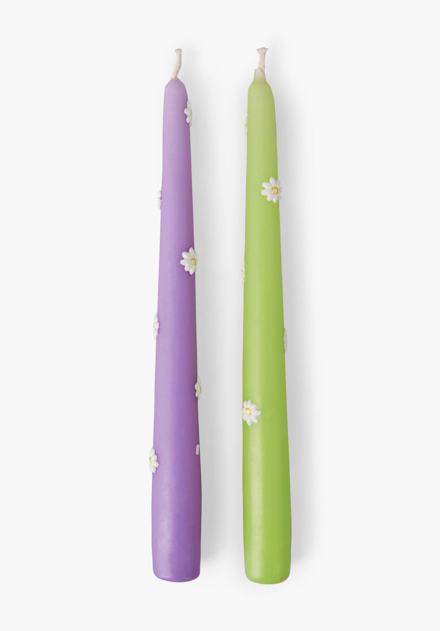 Anna & Nina Daisy Candles Set of Two | Purple/Green | hush