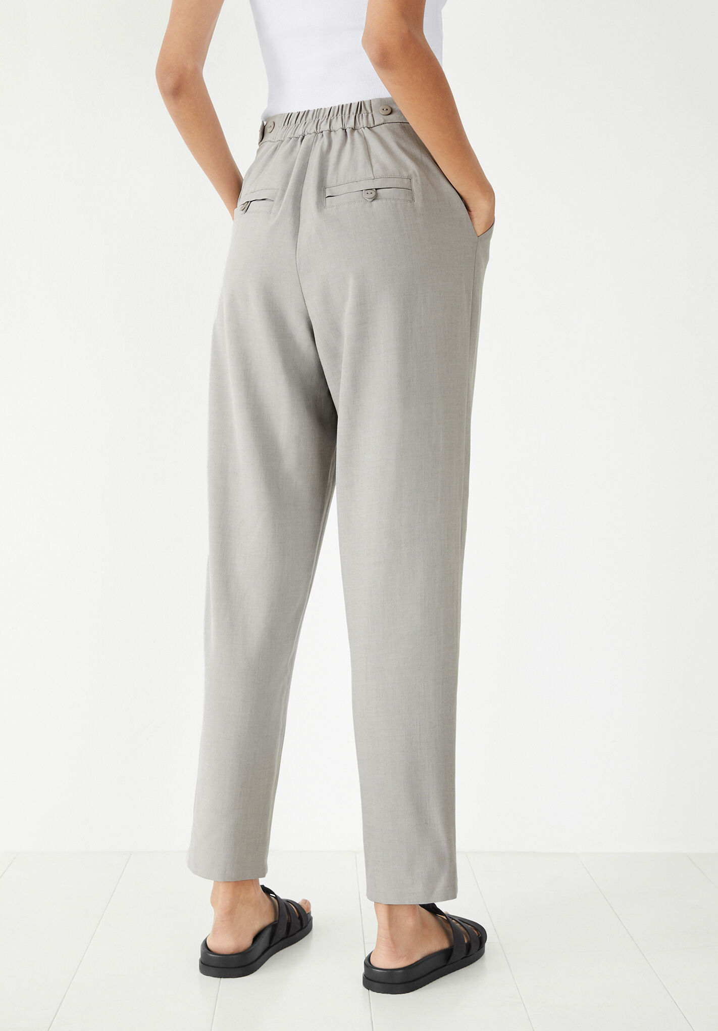 Grey Check Tapered Trousers  Simply Be