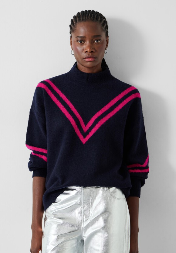 Eve Chevron Mock Neck Jumper