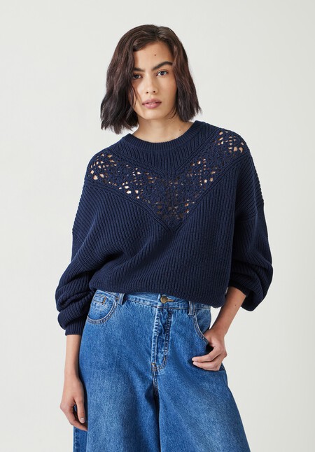 Louise Lace Insert Cotton Jumper