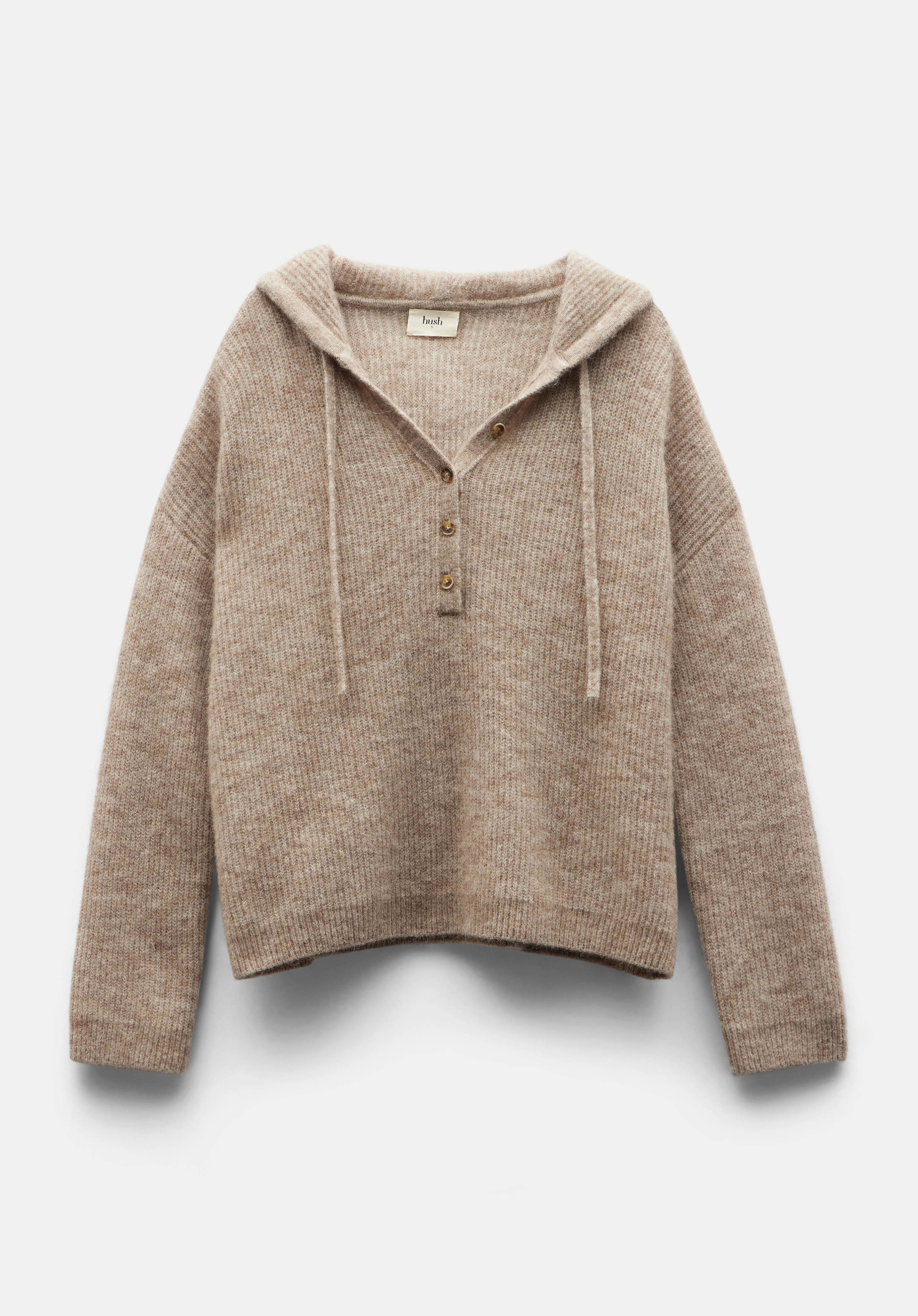 Halle Ribbed Wool Blend Hoodie | Antler | hush