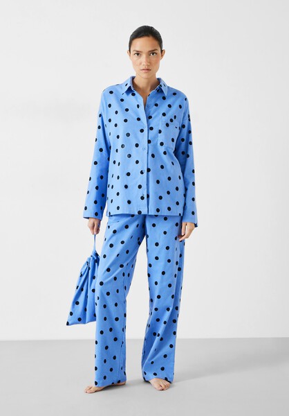 Sadie Cotton Flannel Pyjamas | Random Polka Dot Blue | hush