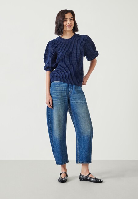 Jessie Cotton Puff Sleeve Ribbed Top