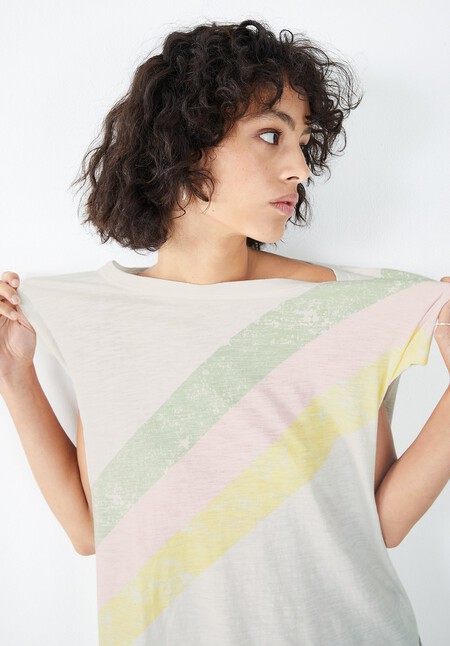 Rainbow Striped Boyfriend T-Shirt