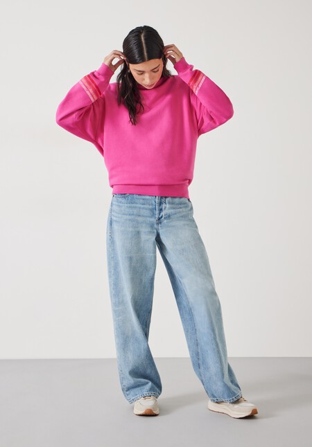 Kaelynn Cotton Contrast Stripe Sweatshirt