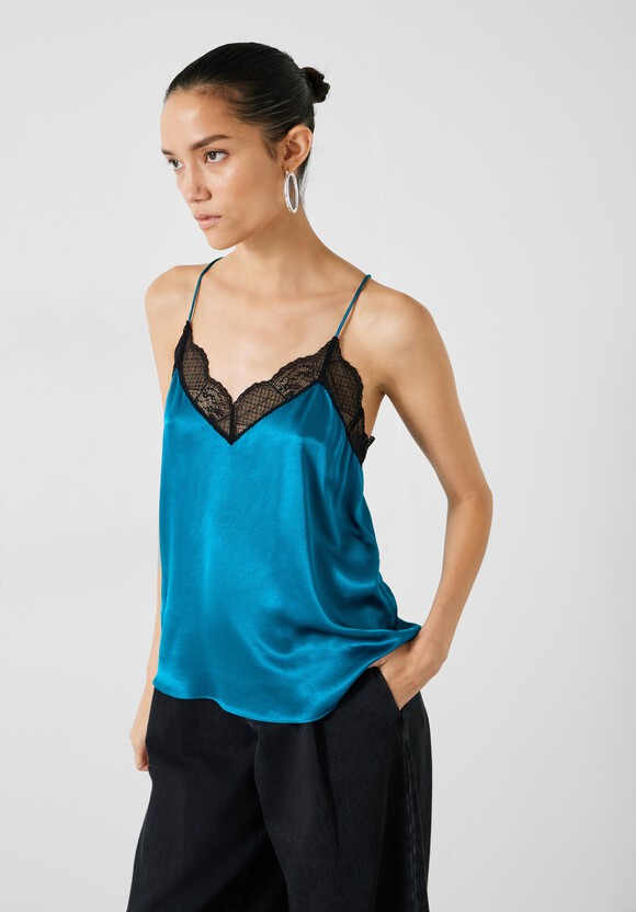 Co Silk Satin Lace Camisole Top (Tops,Lace)