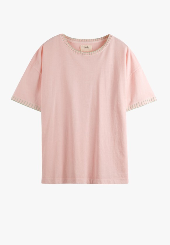 Contrast Stitch Cotton Boxy T-Shirt