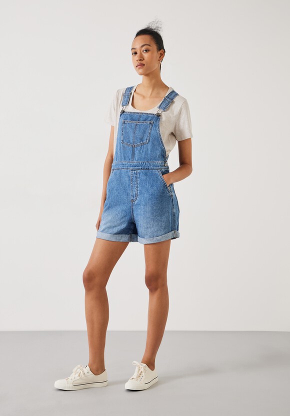 Jasmine Relaxed Short Dungarees, Light Authentic Blue