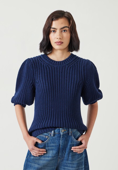 Jessie Cotton Puff Sleeve Ribbed Top